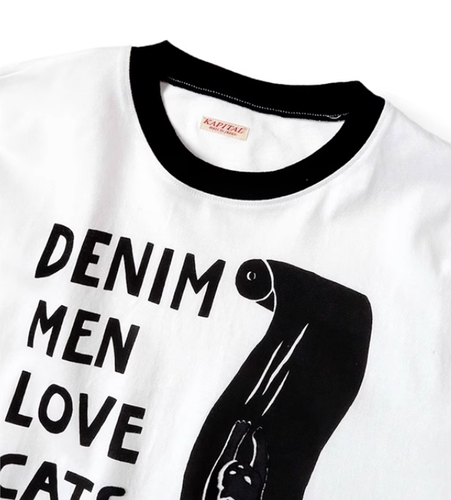 Japanese cat foam print pattern unisex loose crew neck short sleeve T-shirt