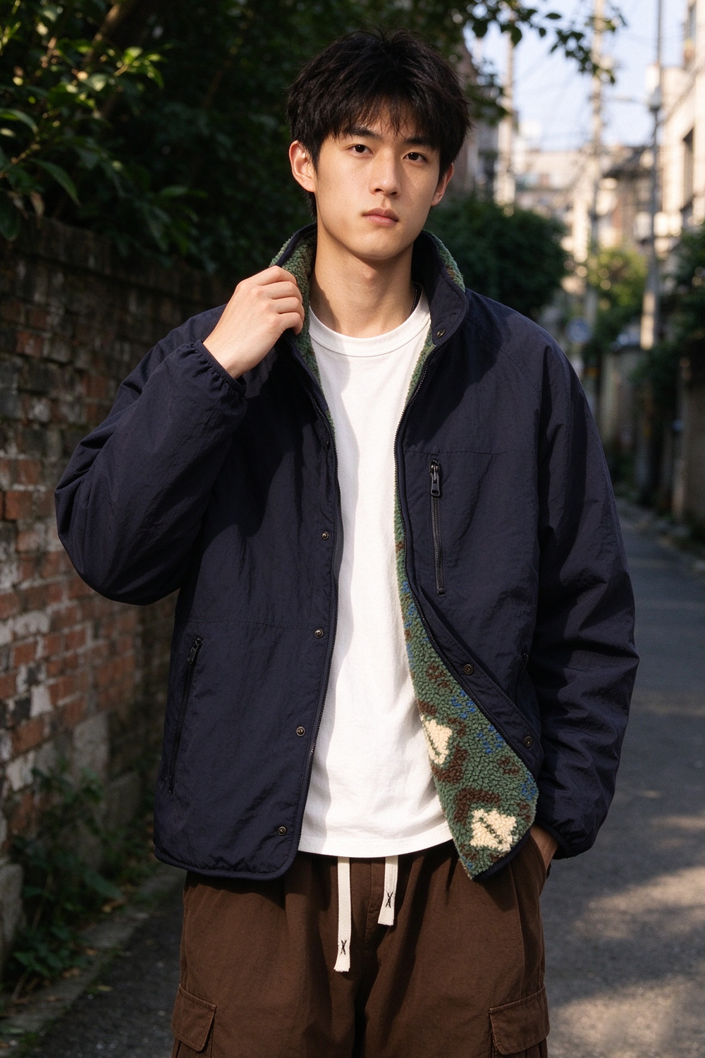 Reversible Fleece Jacket – Geometric Pattern | Yamalinclothes | Vintage workwear outfit