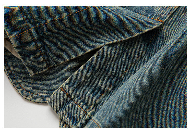 Japanese Retro Washed Distressed Denim Blazer - Loose Casual Jacket 2025 (Men)