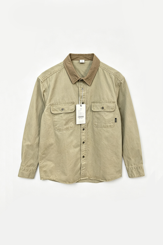 Contrast Stitch Lapel Cotton Shirt – American Retro Workwear Pocket Unisex – Japanese vintage | fall outfits 2026 | fall winter outfits | classy winter outfits | lazy comfy outfits | japanese streetwear | vintage workwear | yamalin clothes | Yamalinclothes