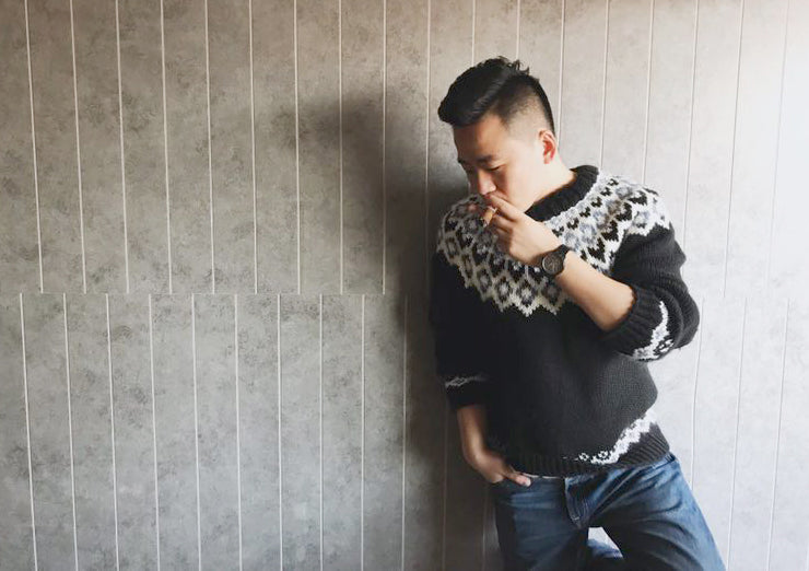 Handmade Fair Isle Wool Cardigan – Artistic Ferris-Wheel Pattern (Unisex)