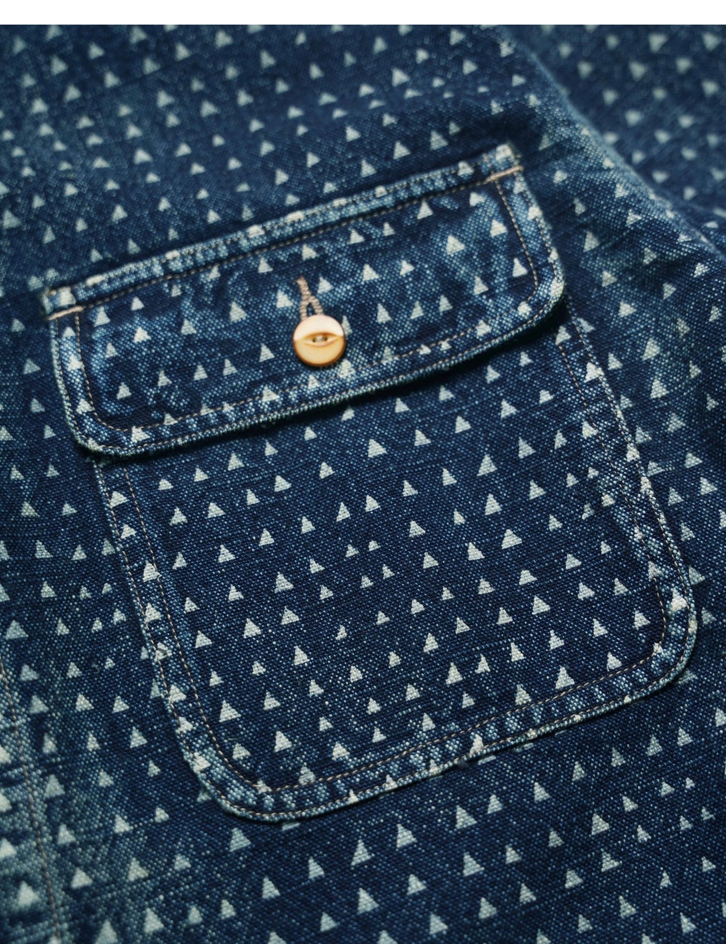 Uncle Xiao African Indigo-Dyed French Jacket – Vintage Cotton Blend, Lightly Washed, Japanese-Retro
