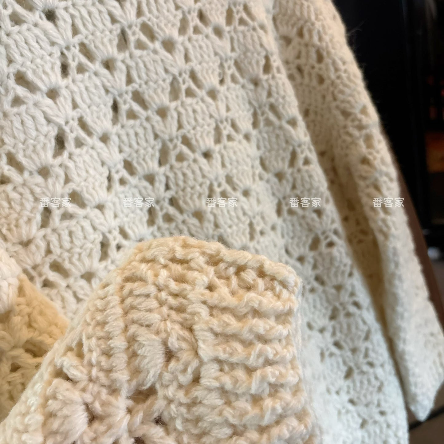 Women's Sweet Hollow Crochet Cardigan - Handmade Wool Blend Zipper Knitted Lazy Style Outerwear