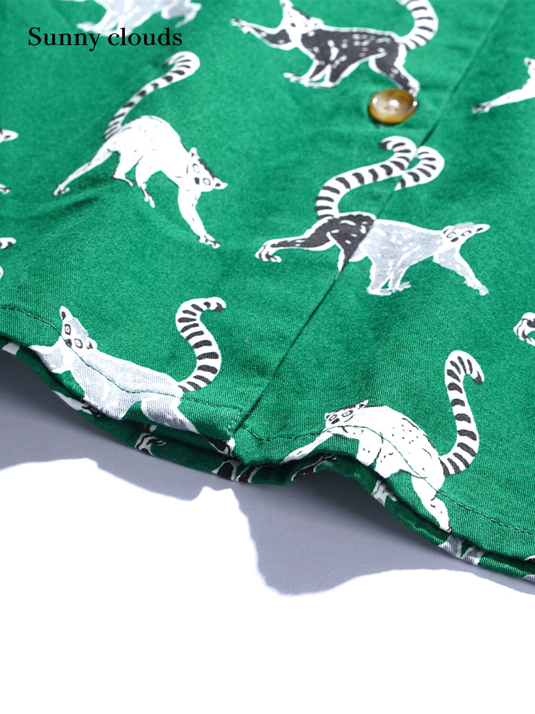 Cotton Japanese Lémur Catta Printed Shirt