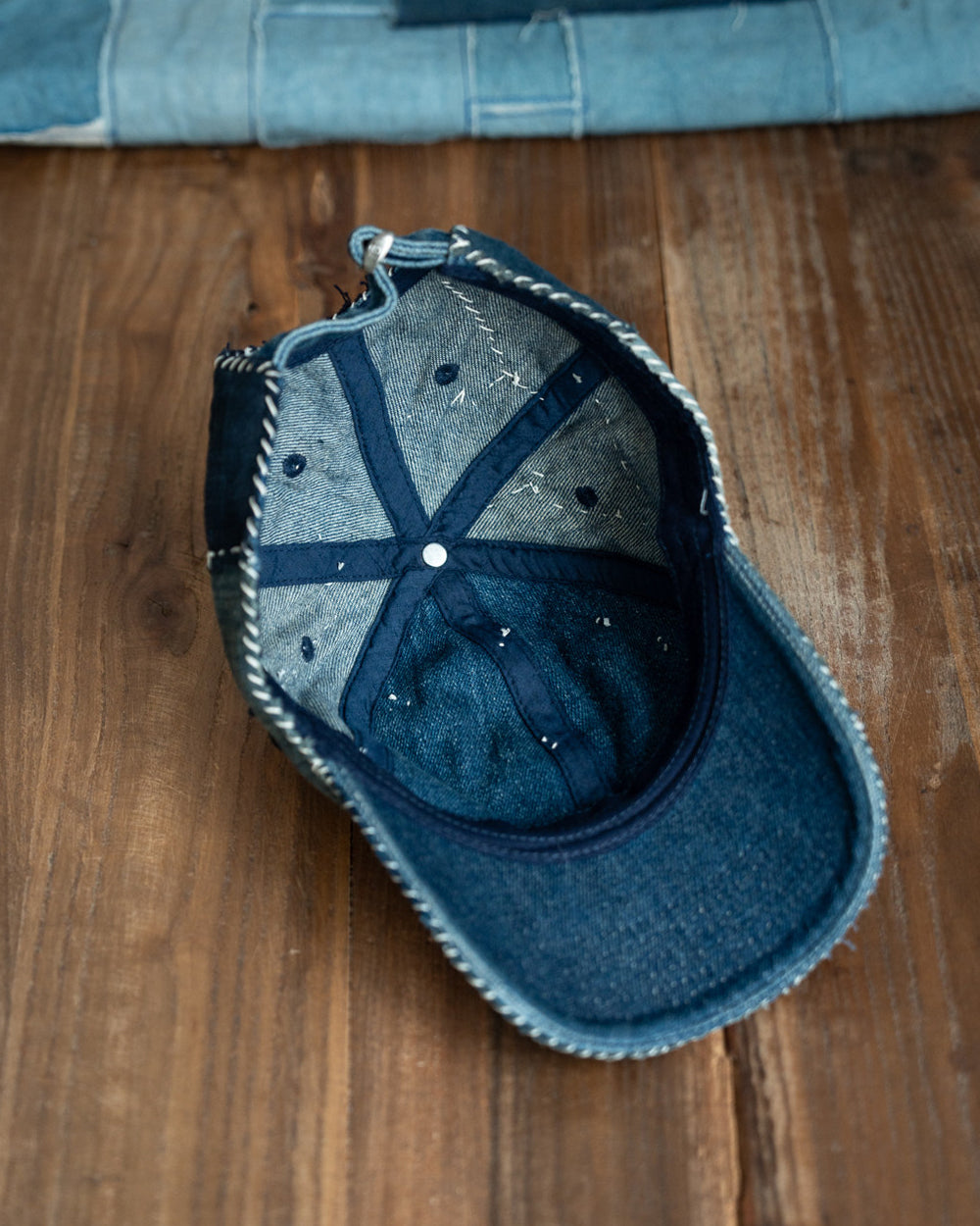 Indigo Dyed Patchwork Embroidered Denim Baseball Cap – Vintage Unisex | Yamalin clothes | Vintage workwear outfit for men