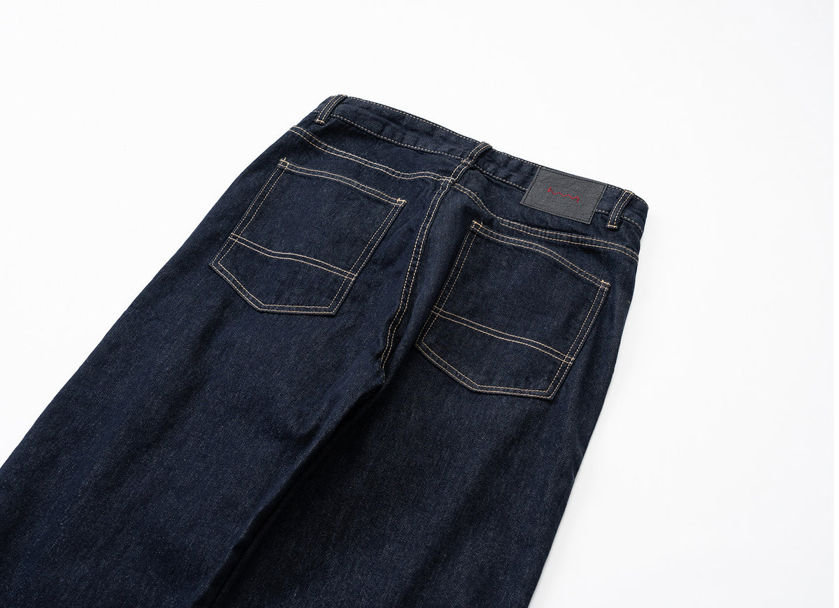 Patchwork Jeans – Contrast Stitch Straight Leg | Yamalinclothes