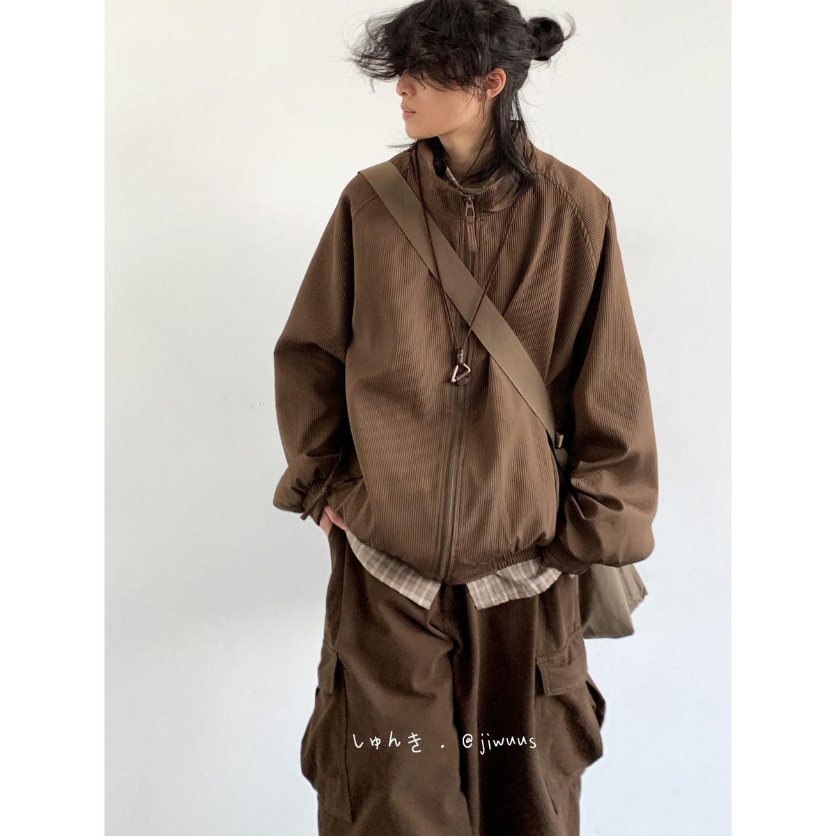 Vintage Stand Collar Cargo Jacket – Unisex Raglan Zip | Yamalin clothes | Men's Vintage Workwear