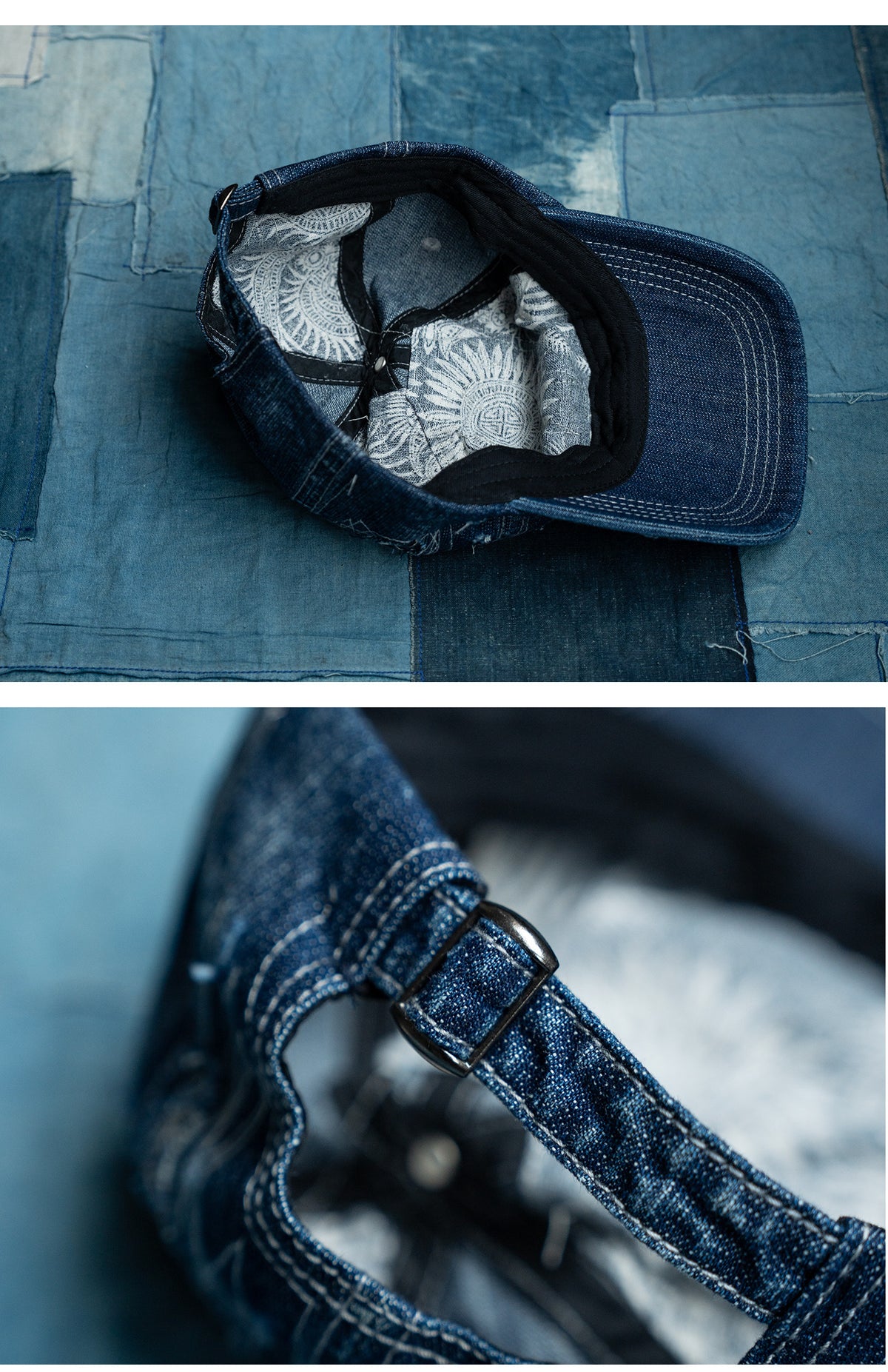 American Vintage Distressed Denim Baseball Cap – Embroidered Unisex | Yamalin clothes | Vintage workwear outfit for men