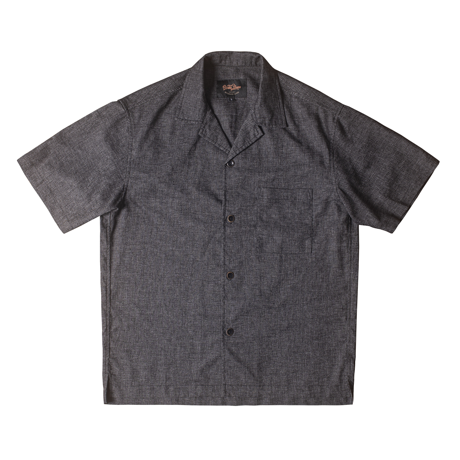 Cuban Collar Short Sleeve Shirt Vintage Loose Hawaiian Shirt Linen Blend Black Gray