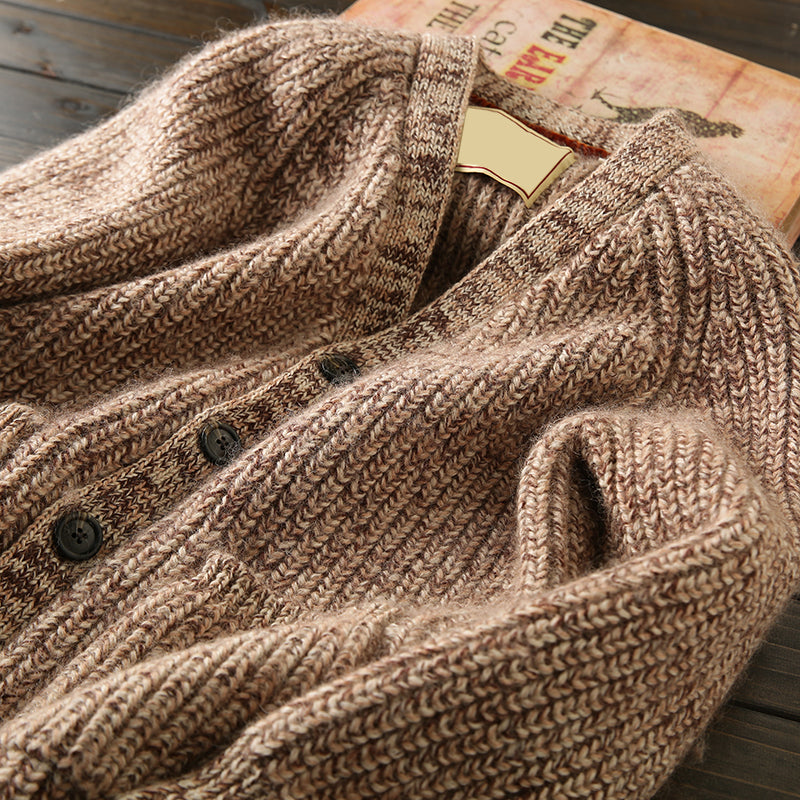 X06 Heavy all wool! Italian single foreign trade tail goods high-end men's autumn and winter knitted cardigan thickened sweater coat