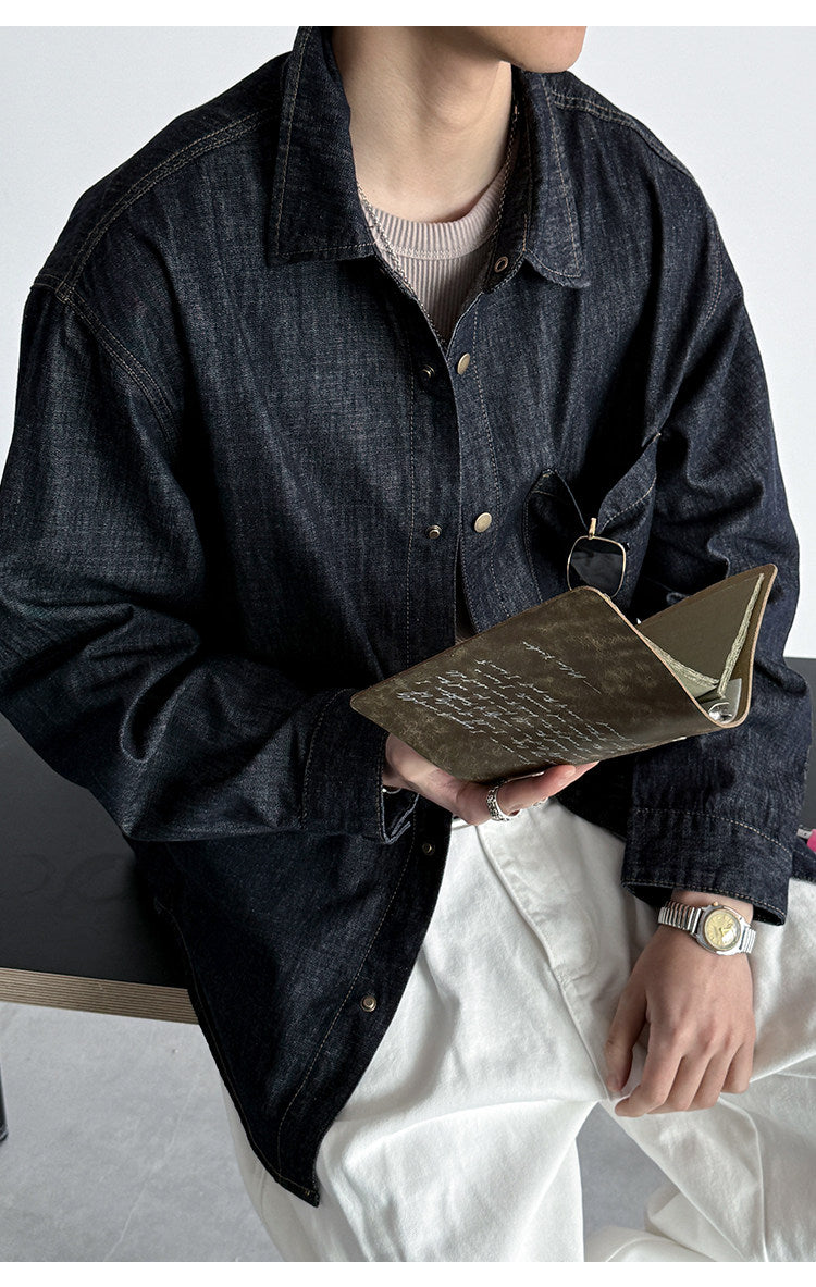Denim Shirt – Washed Texture & Snap Front | Yamalinclothes