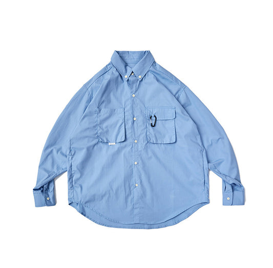 Japanese retro outdoor function cityboy silhouette multi-pocket tooling shirt men's and women's loose long-sleeved shirt trendy