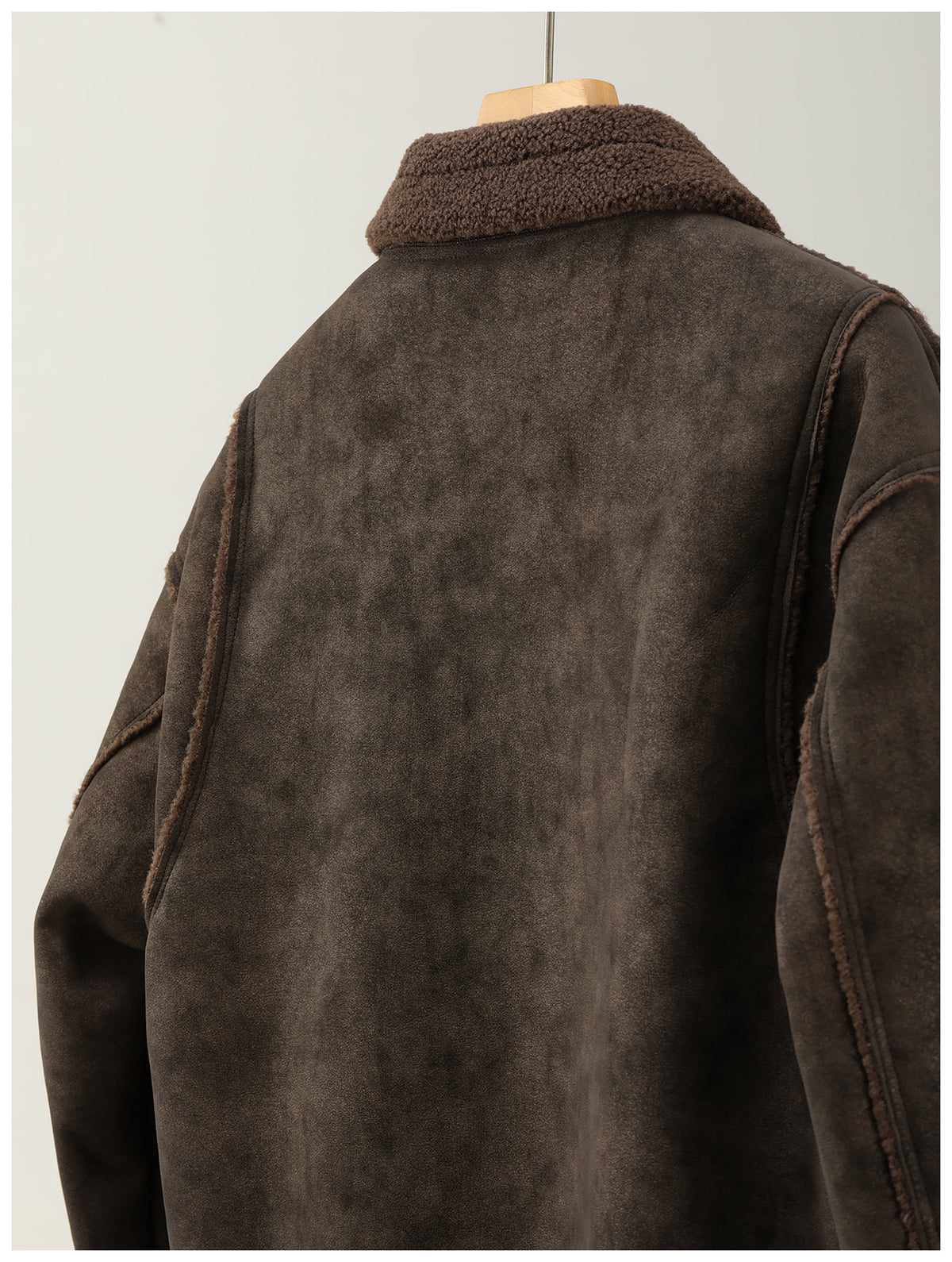 Faux Leather Jacket – Aged Finish & Fleece Collar