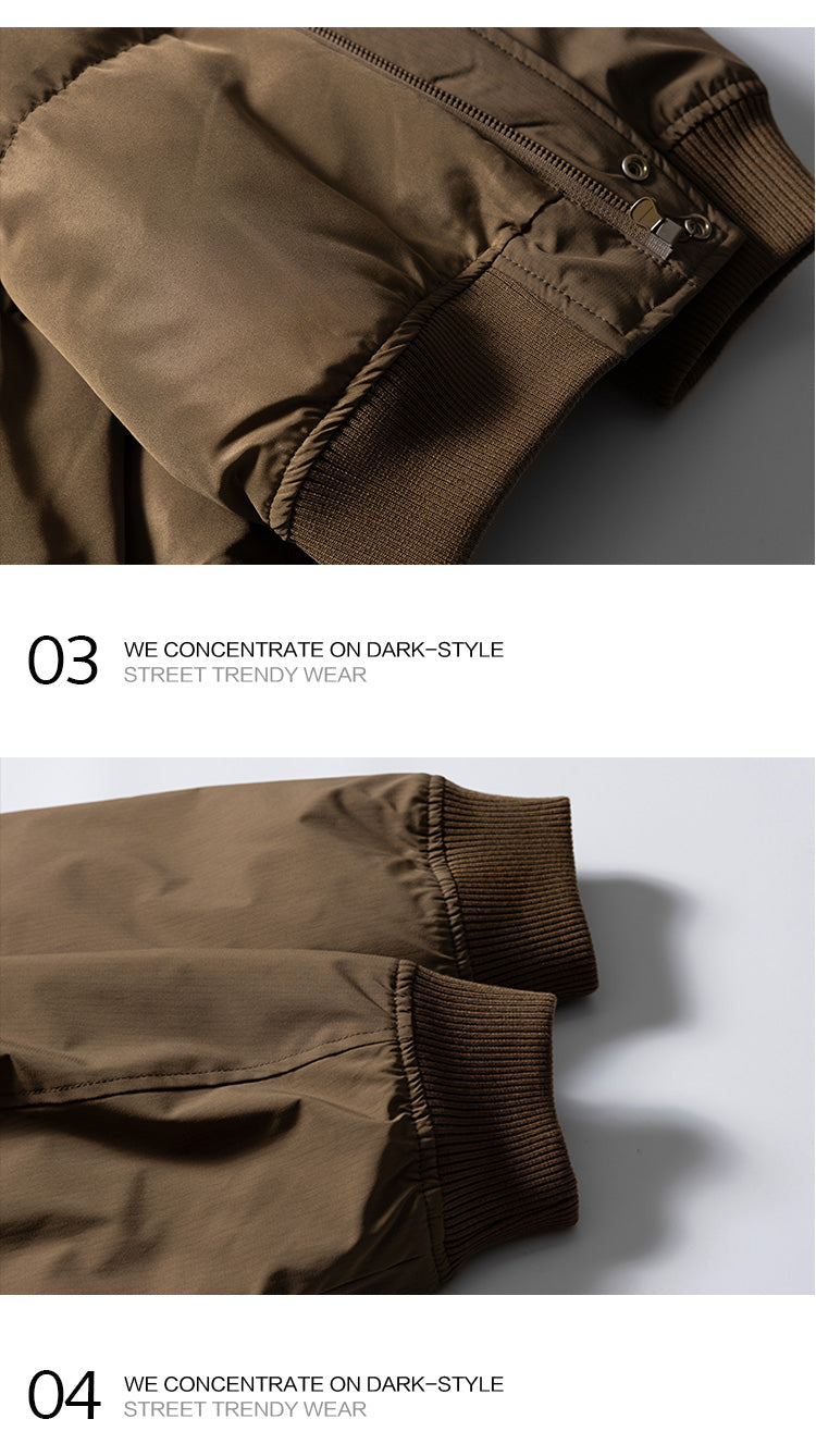 American Retro Basic Stand Collar Workwear Down Jacket for Men Winter Versatile Couple White Duck Down Coat