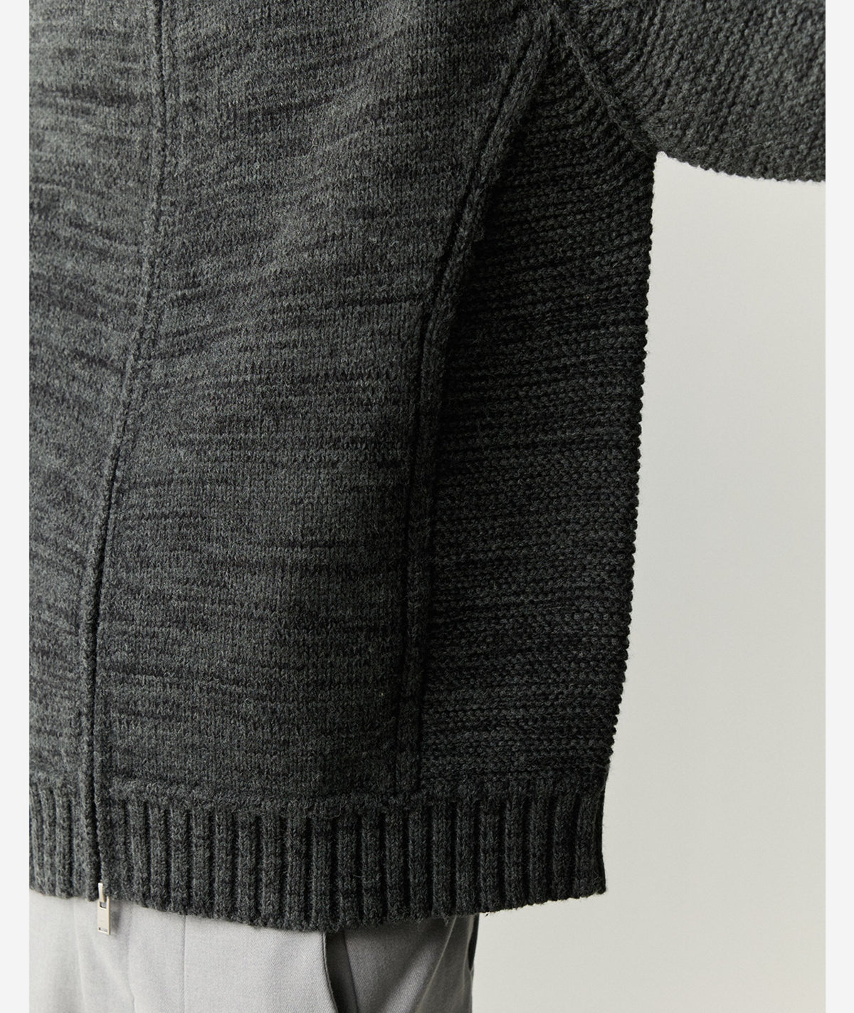 Merino Wool Blend Zip Cardigan – Heavyweight Panel Knit Coat | Yamalinclothes