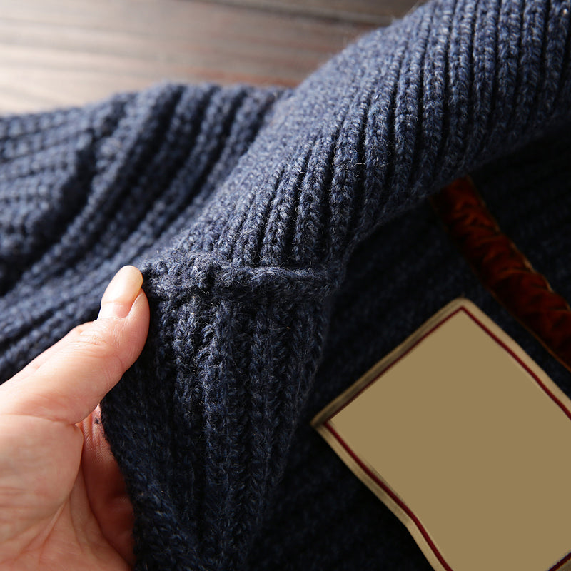 Italian custom made ultra-fine wool foreign trade tail goods autumn and winter men's high-end thickened knitted cardigan sweater jacket