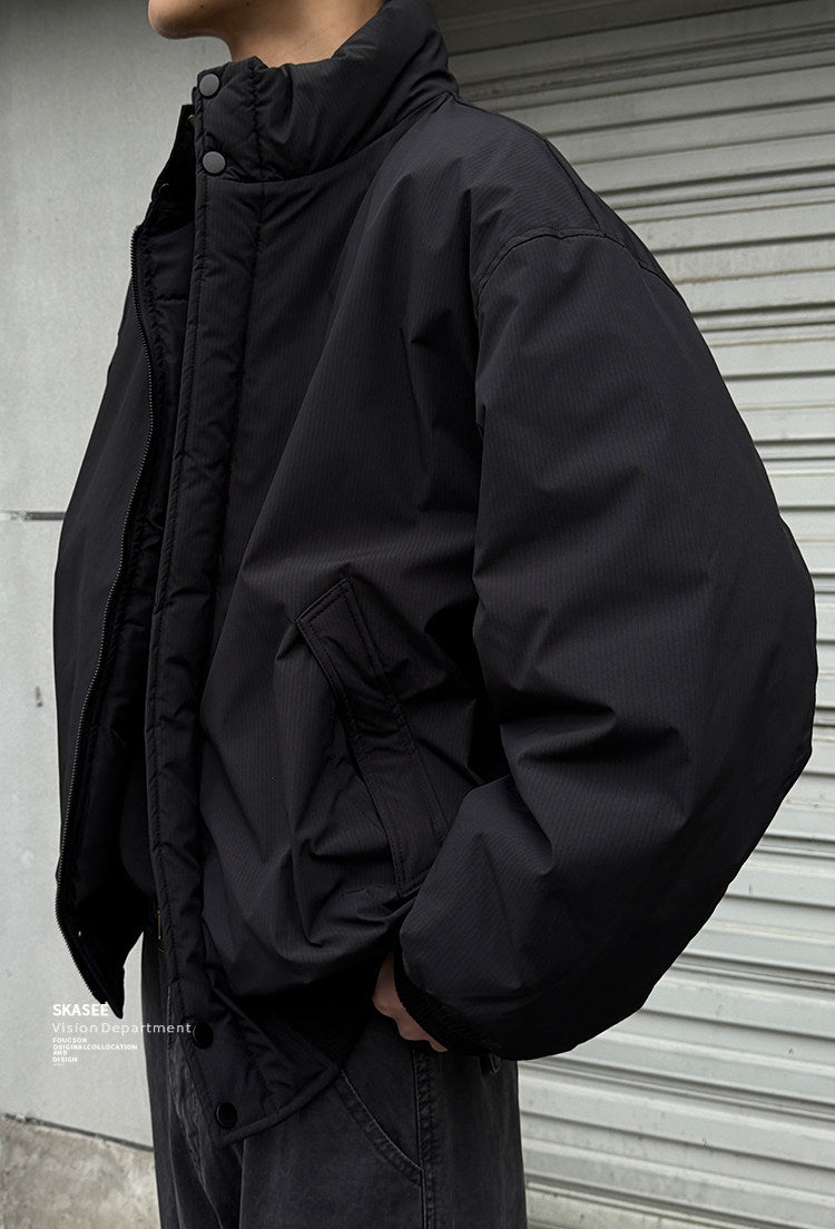 Duck Down Jacket – Stand Collar & Ribbed Hem | Yamalinclothes