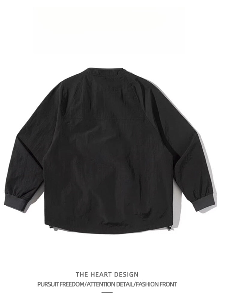 Mountain-Style Functional Windbreaker Jacket – Retro Loose-Fit with Pockets & Patchwork