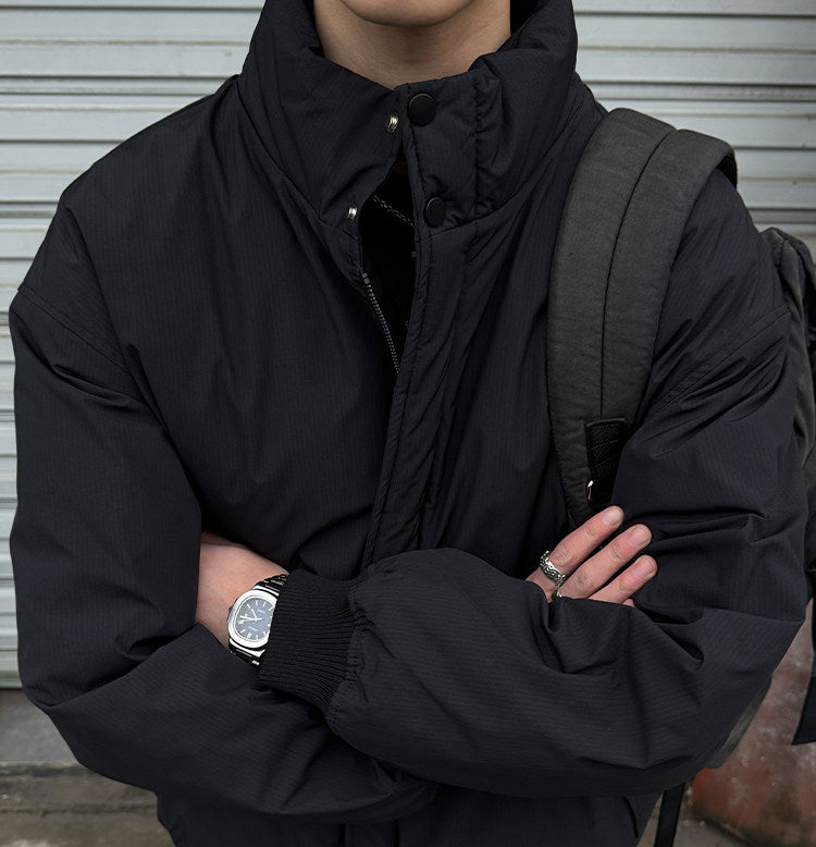 Duck Down Jacket – Stand Collar & Ribbed Hem | Yamalinclothes