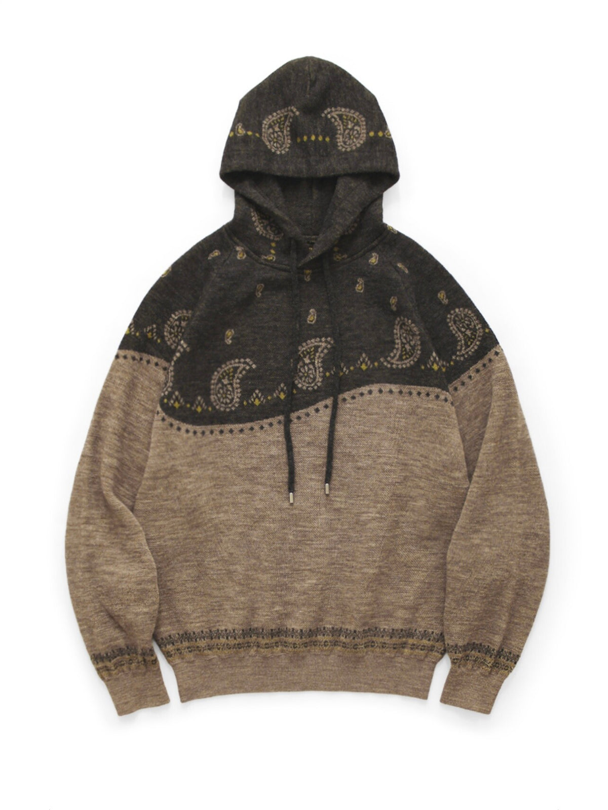 Hooded Knit Sweater – Paisley & Color Block