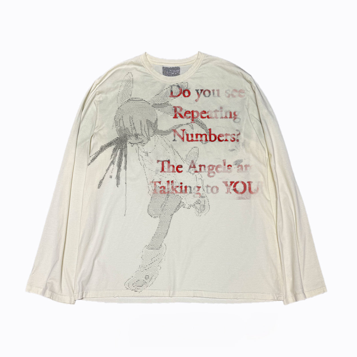 Japanese Black Red Washed Long Sleeve Tee – Punk Irregular Print Streetwear