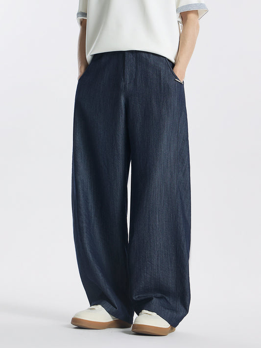 Cationic dyed denim raw color ultra-thin wrinkle-resistant casual jeans