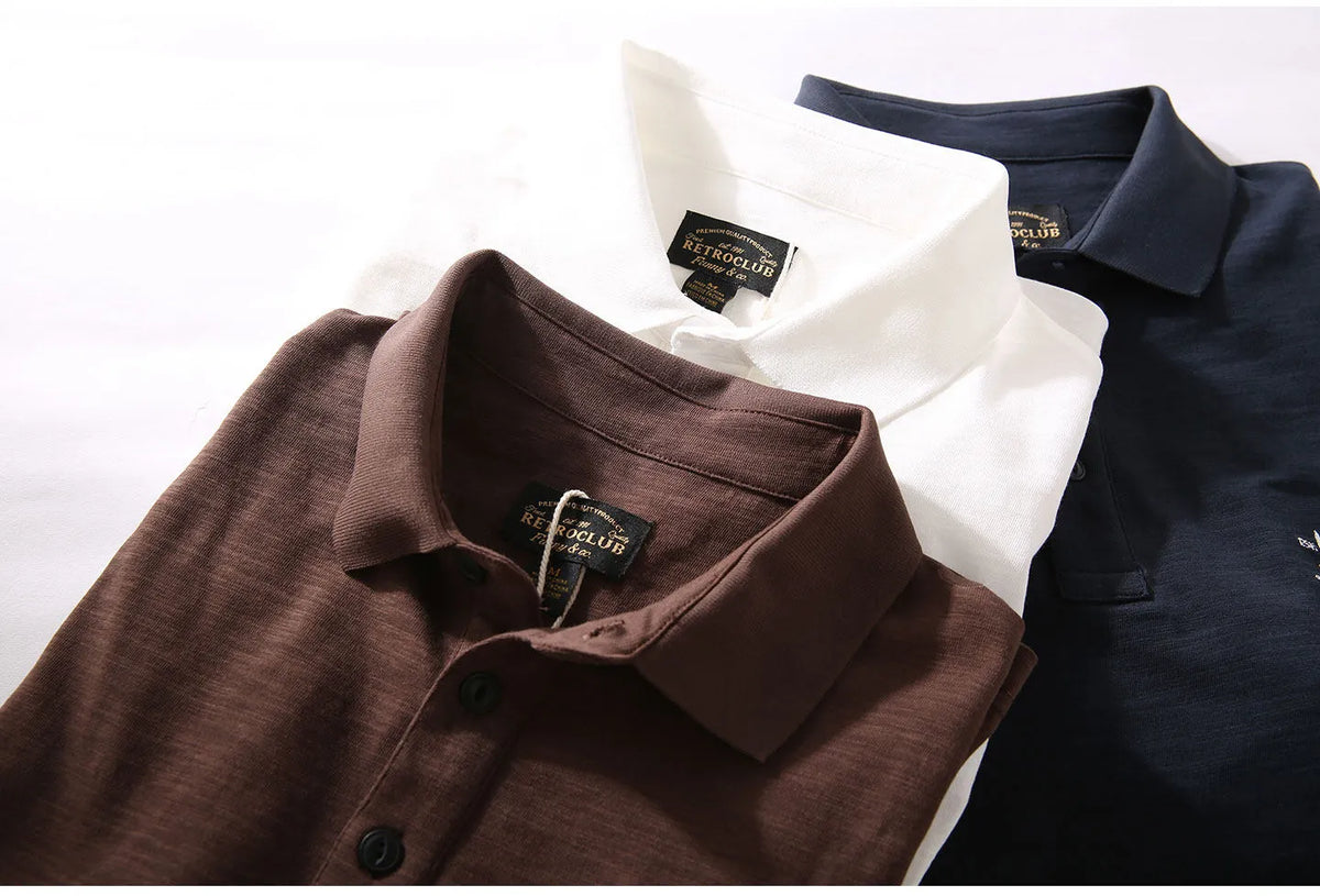 American Vintage Slub Cotton Short-Sleeve Polo Shirt – Loose 100% Cotton Men's Summer Top | Yamalinclothes