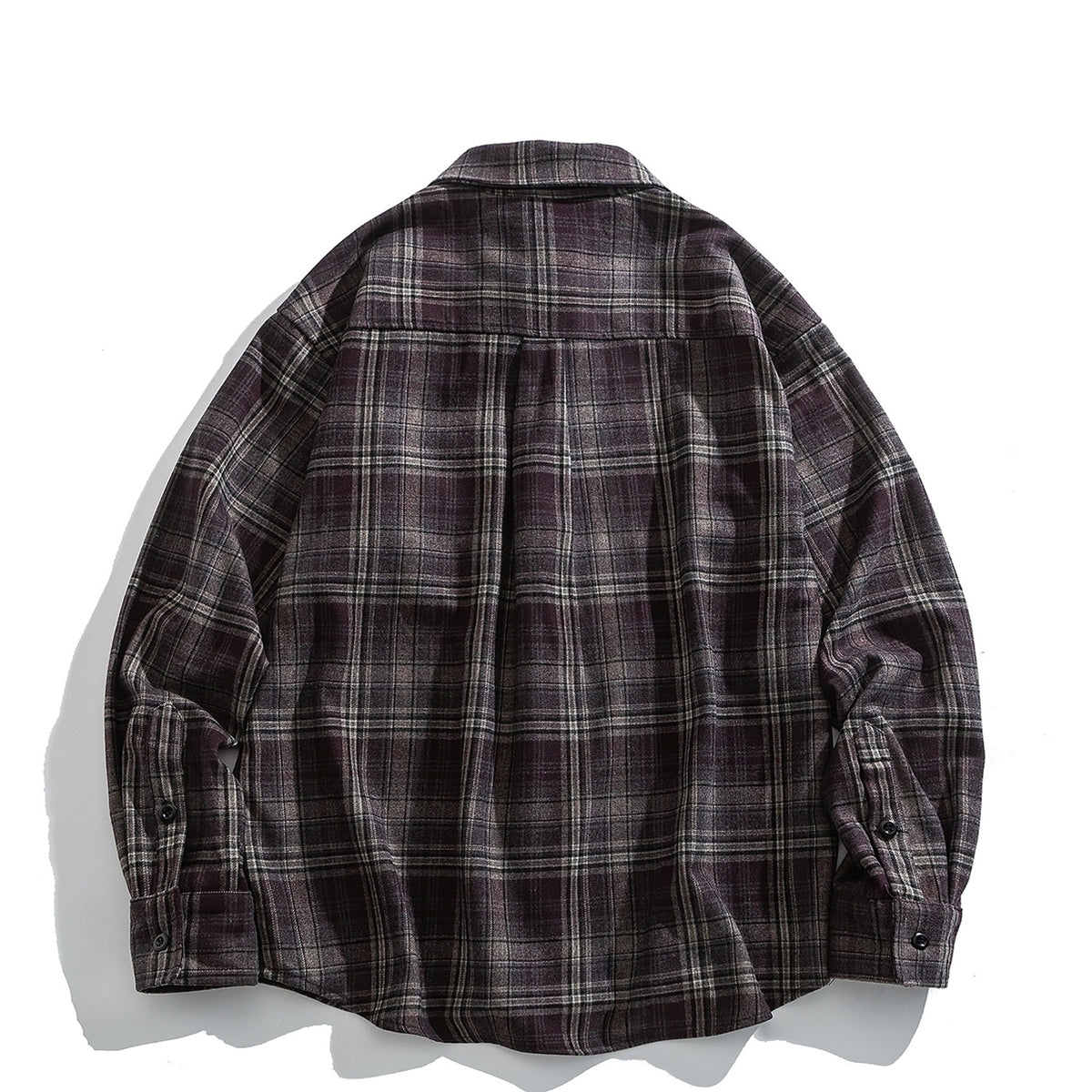 Japanese Vintage Large Plaid Wool-Blend Long-Sleeve Shirt – Oversized Unisex | Yamalinclothes