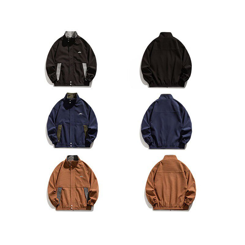 Corduroy Jacket – Contrast Stand Collar & Pocket Trim | Yamalinclothes