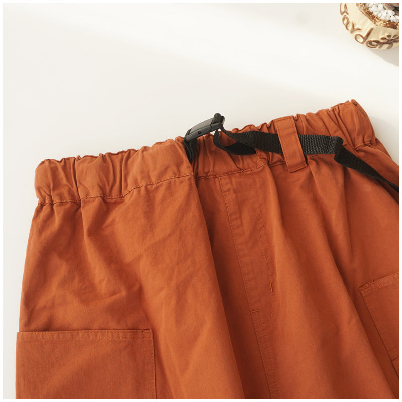 Japanese-Style Patchwork A-Line Skirt – High-Waist Loose Fit with Elegant Elastic Waist