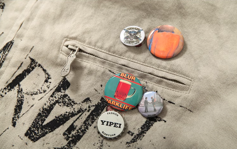 American vintage distressed graffiti contrast lapel Detroit jacket men's ruffian spring and autumn cargo coat