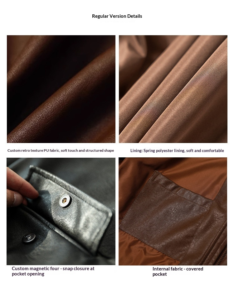 American Retro Lapel Leather Biker Jacket – Oversized Unisex | Yamalin clothes | Vintage workwear outfit for men