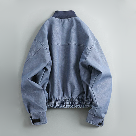 Patchwork Ribbed Stand-Neck PU Leather Jacket – Japanese Vintage Loose Unisex – Coats Jackets | japanese streetwear | vintage workwear | unisex | Yamalinclothes