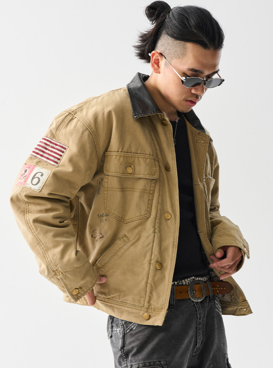 Washed Cotton Workwear Jacket – Sherpa Lined – Coats Jackets | japanese streetwear | vintage workwear | unisex | Yamalinclothes