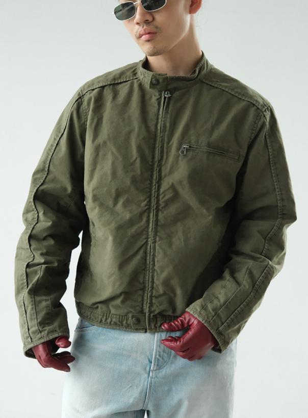 Cotton Jacket – Washed Finish & Zip Chest Pocket
