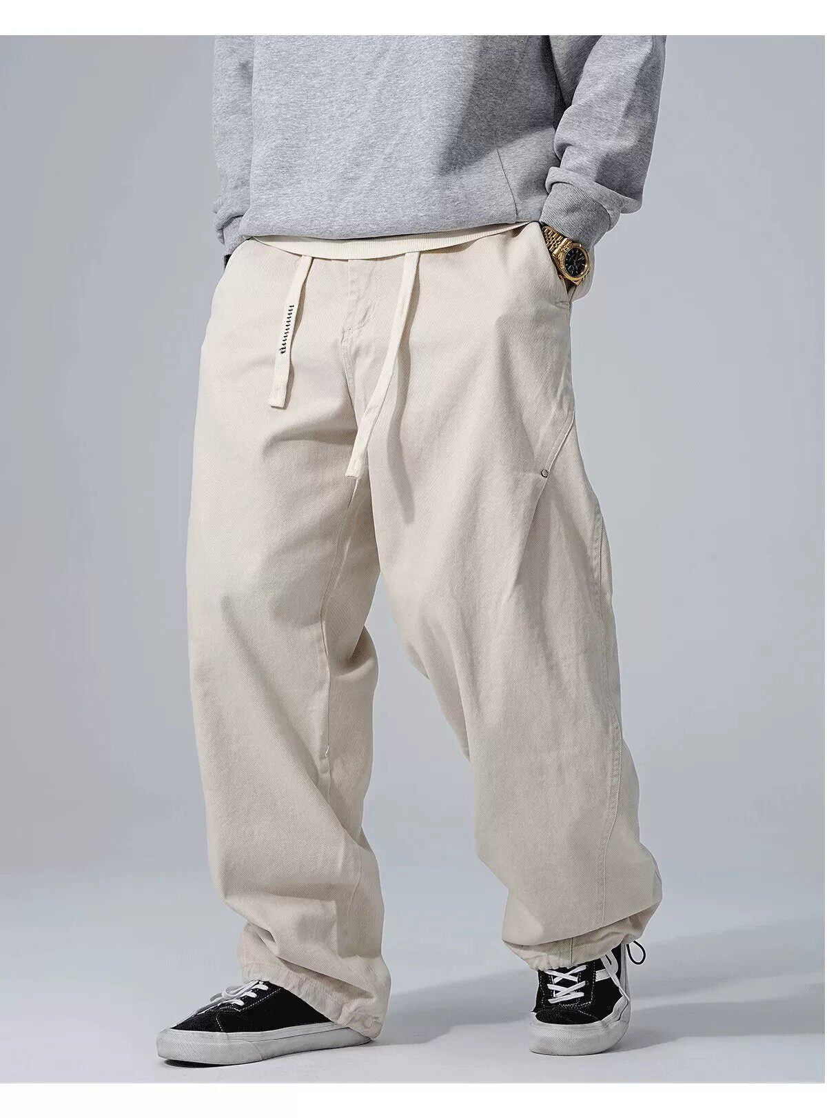 Cotton Baggy Pants – Drawstring Waist & Relaxed Leg