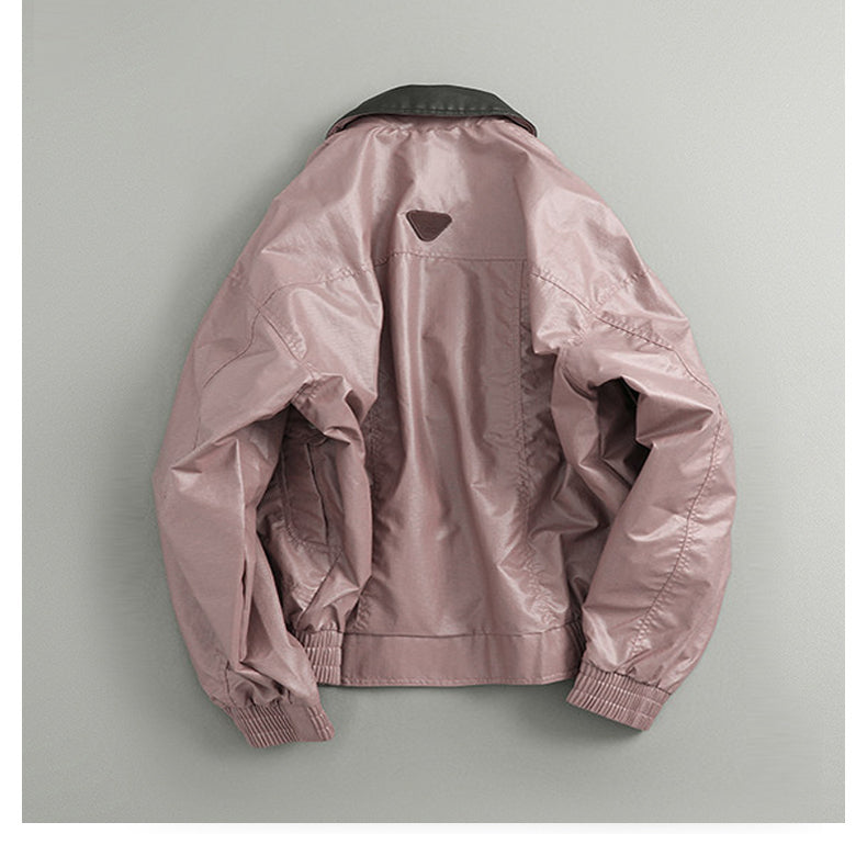 Spring Japanese casual trendy brand retro lightweight loose matte leather short lapel jacket men | Yamalinclothes