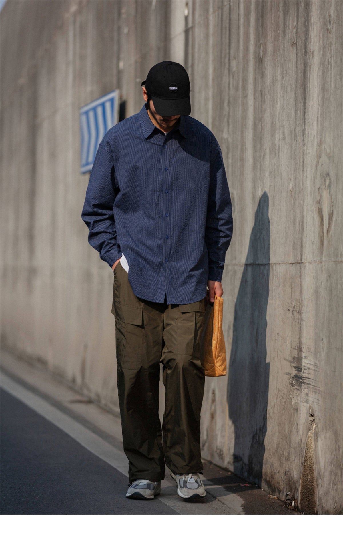 Cotton Pinstripe Shirt – Washed Navy & Relaxed Fit | Yamalinclothes