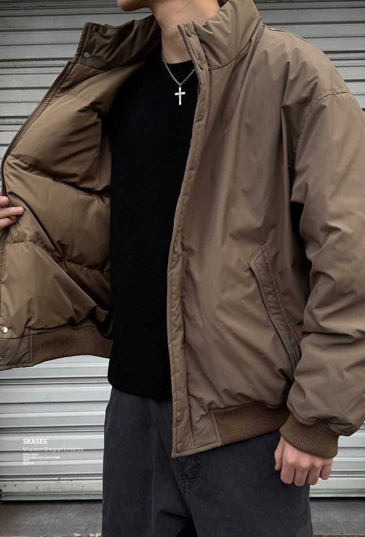 Duck Down Jacket – Stand Collar & Ribbed Hem | Yamalinclothes