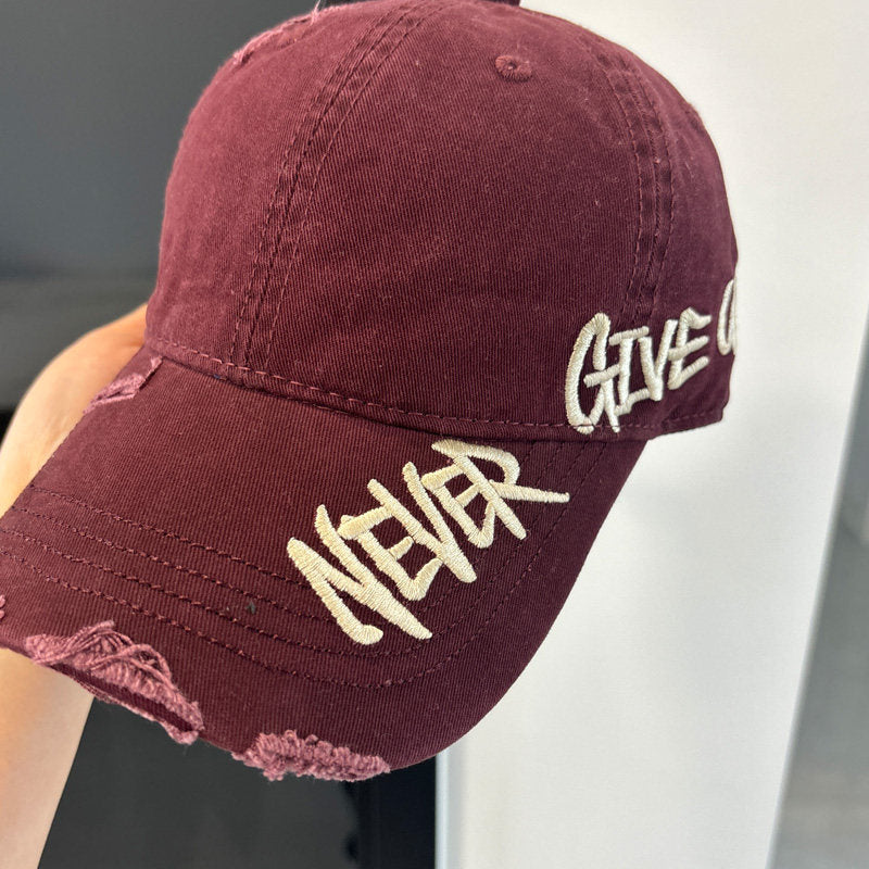Washed Distressed Denim Baseball Cap – Embroidered Adjustable Unisex
