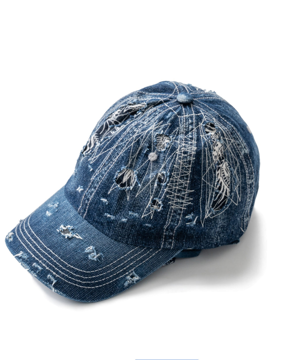 American Vintage Distressed Denim Baseball Cap – Embroidered Unisex | Yamalin clothes | Vintage workwear outfit for men