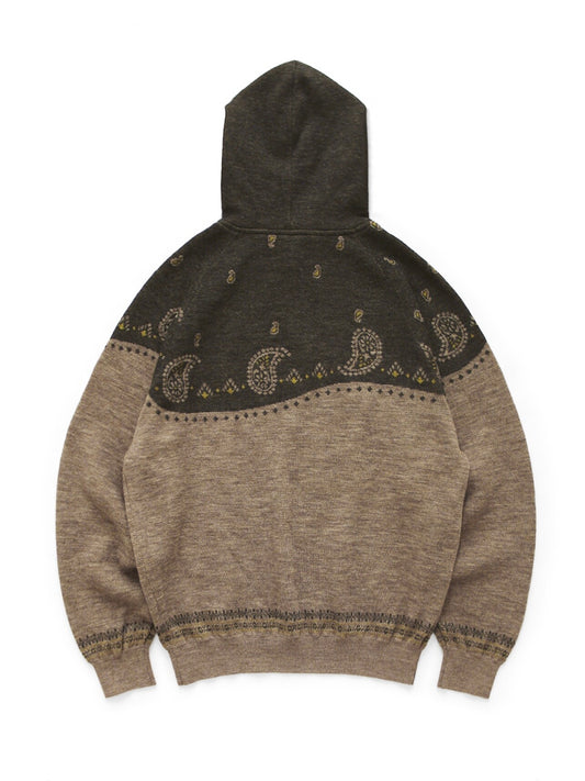 Hooded Knit Sweater – Paisley & Color Block
