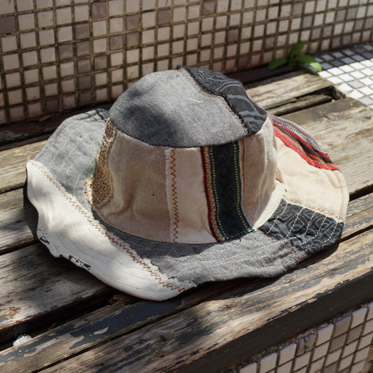 Handmade Patchwork Bucket Hat – Hemp Cotton Foldable Unisex Sun Hat
