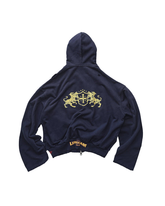 Washed Splash Ink Zip-Up Boxy Hoodie – Oversized Unisex Streetwear