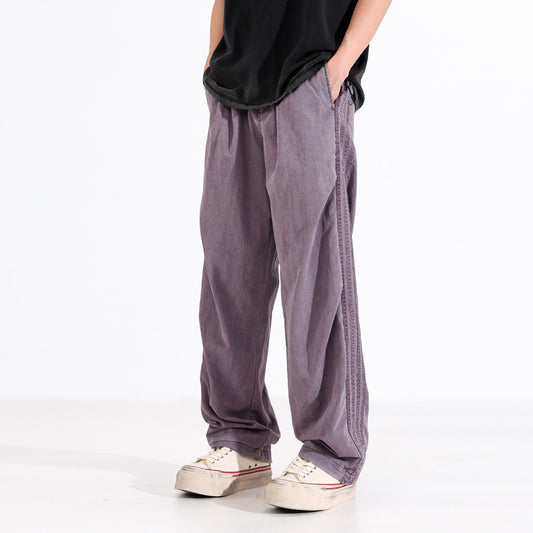 summer thin matte distressed design paratrooper pants men's American fashion brand loose wide-leg casual pants