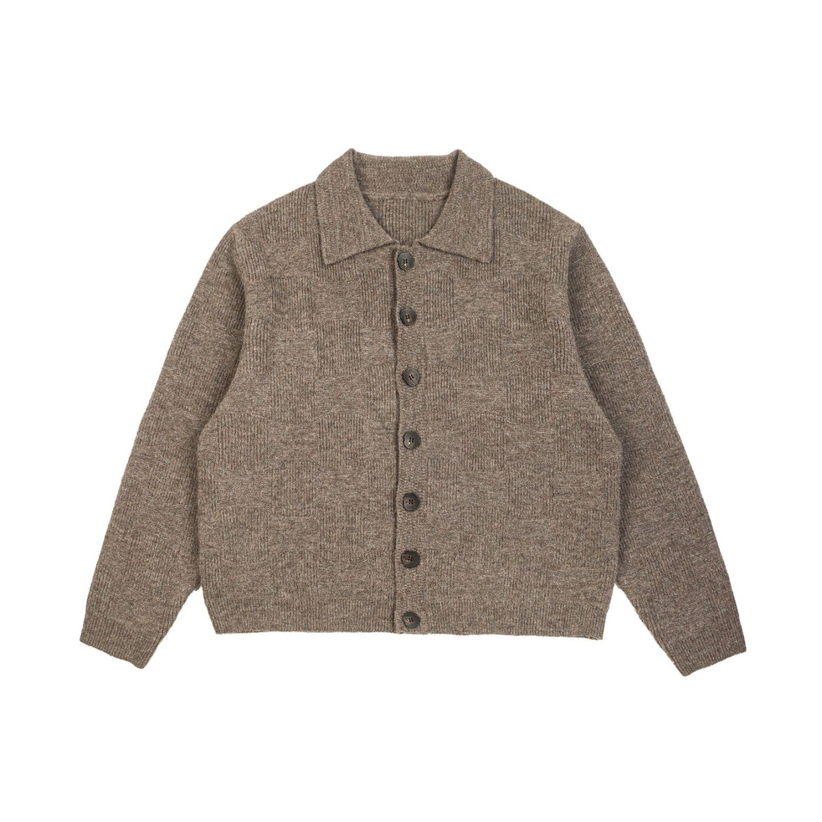 Collegiate Vintage Knit Cardigan – Unisex Oversized Grey Oatmeal | Yamalin clothes | Men's Vintage Workwear