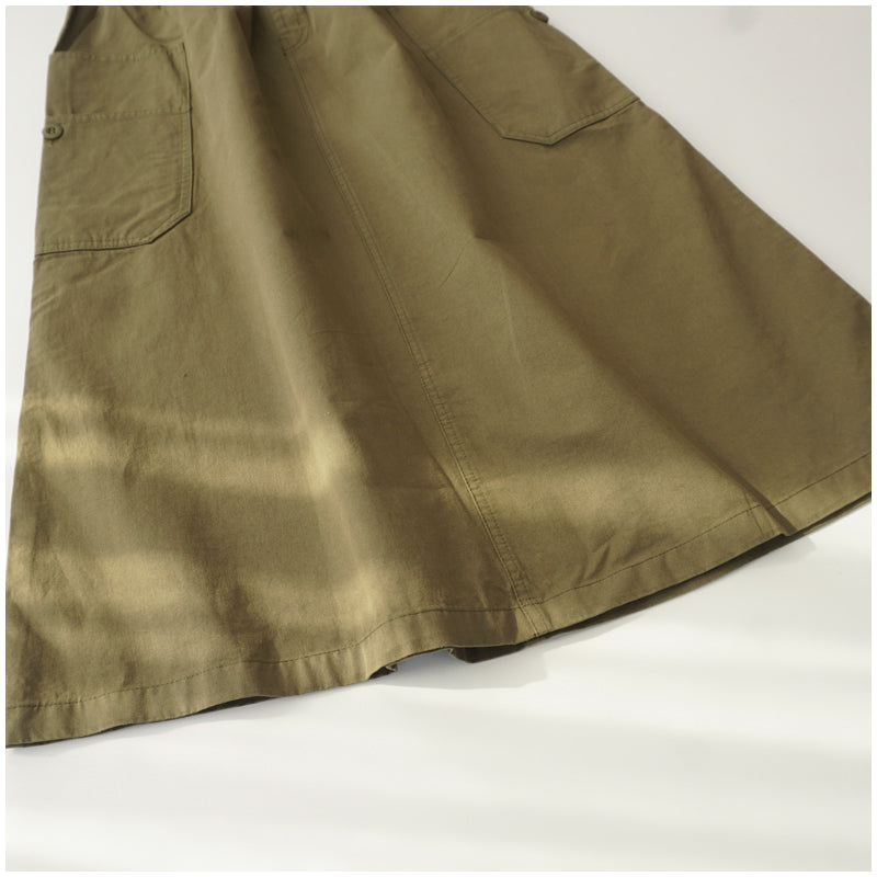 Japanese-Style Patchwork A-Line Skirt – High-Waist Loose Fit with Elegant Elastic Waist