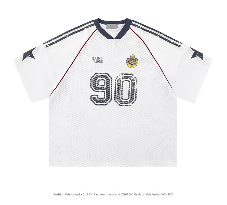 American Street Style T-Shirt for Men and Women 2025 Summer Rugby Jersey Short Sleeve Oversize Loose Casual Top