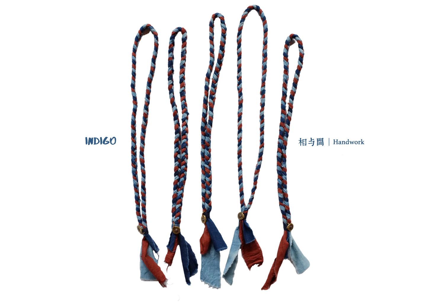 Blue Dyed Sandalwood Red Plant Dye Ancient Cloth Necklace Handmade Braided Rope Amekaji Retro Woven Hanging Rope