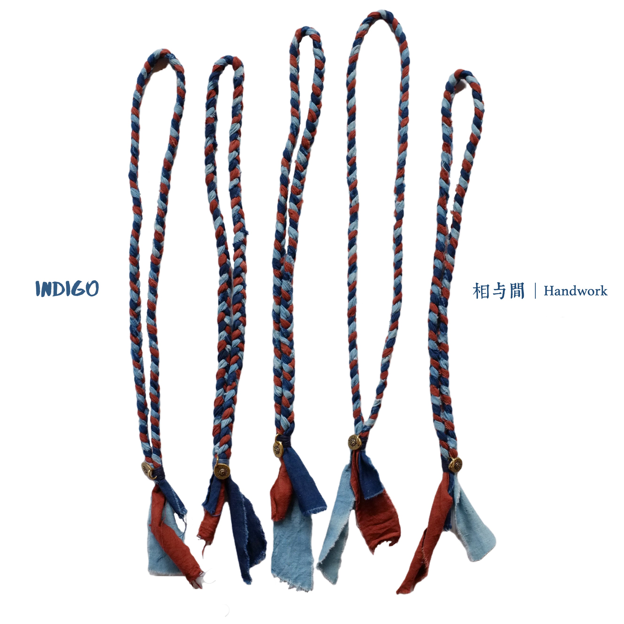Blue Dyed Sandalwood Red Plant Dye Ancient Cloth Necklace Handmade Braided Rope Amekaji Retro Woven Hanging Rope